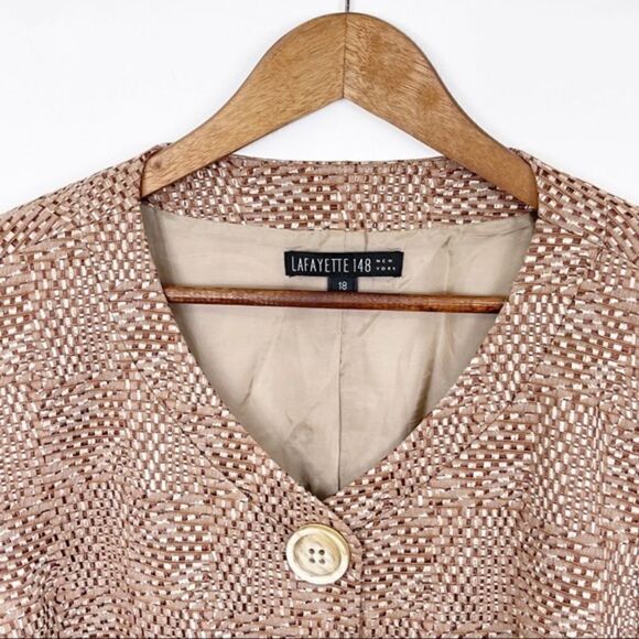 Lafayette 148 Crop Blazer Brown Print Size 18 - Picture 6 of 11